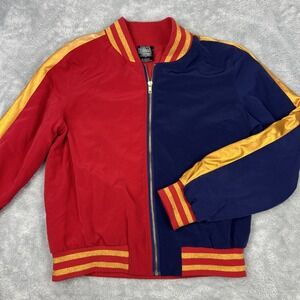 Suicide Squad Harley Quinn Property of Joker Bomber Jacket Red Blue Gold Large